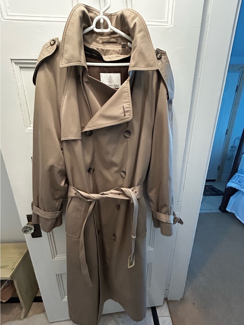 Vintage London Fog Men's Double Breasted Belted Zip In Lined Trenchcoat 42Reg